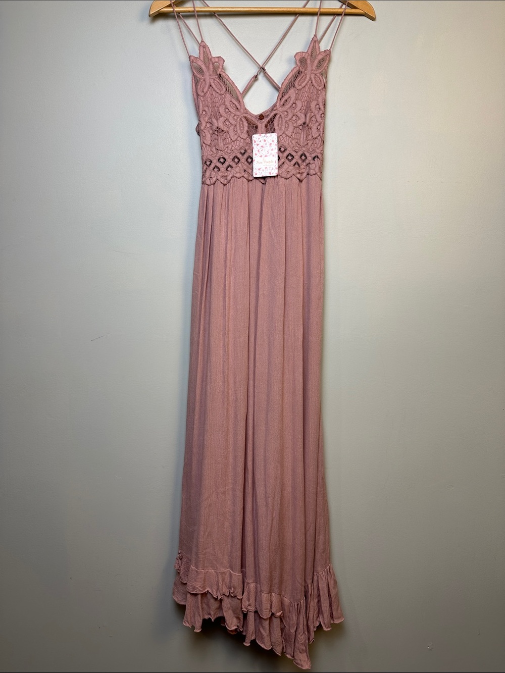 63. Free People lace pink blush maxi dress